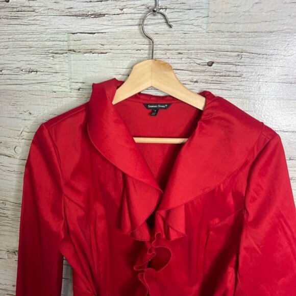 Samuel Dong Wrap Style Jacket top ruffle with Belt size medium - Picture 3 of 6